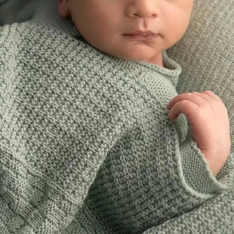 Square Sage Baby Blanket