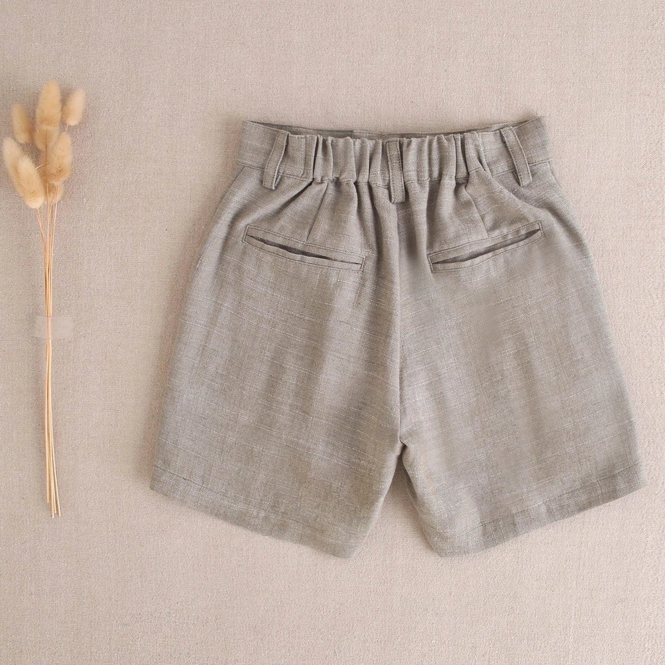 Boy's Linen Bermuda Shorts in Olive Green