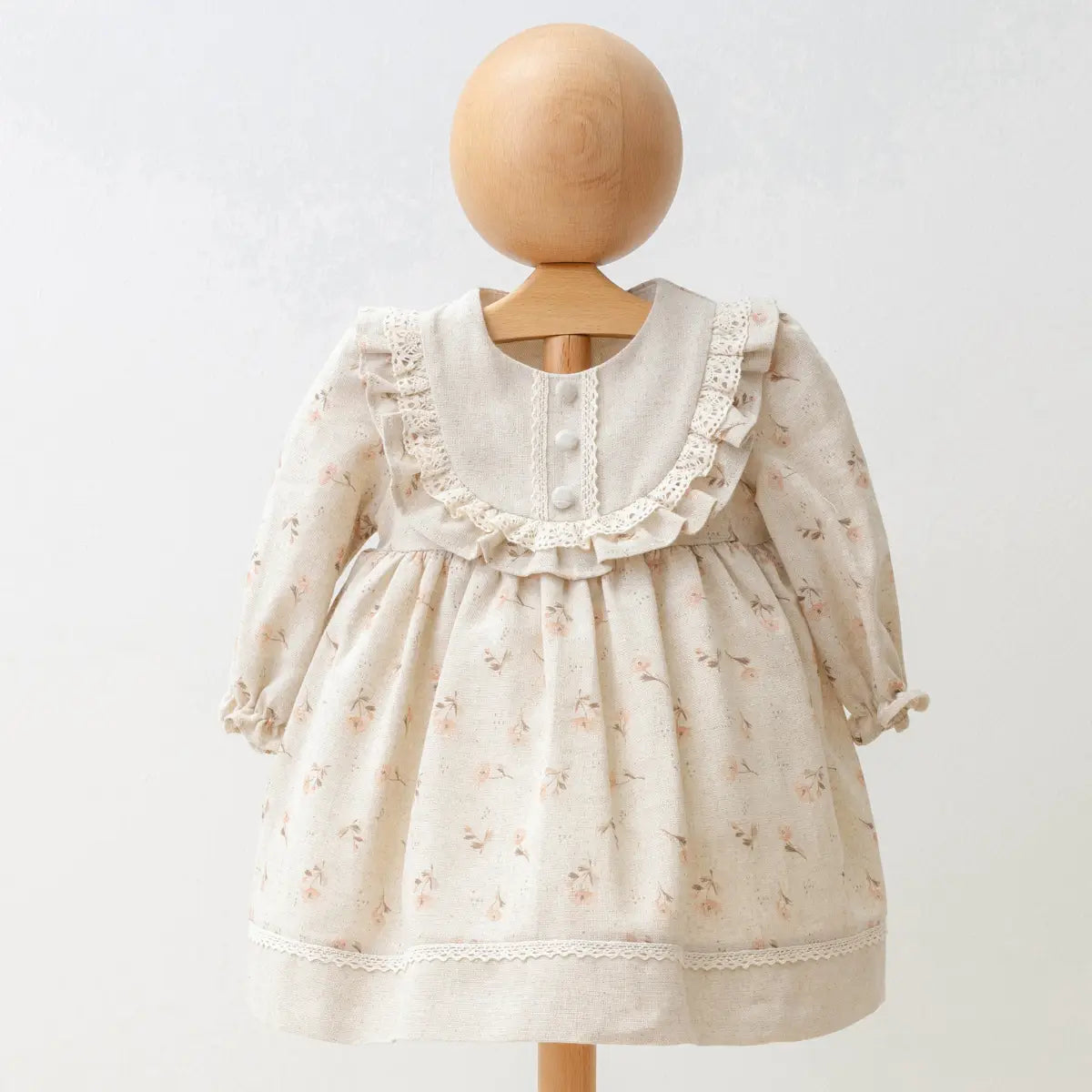 Flower Print Linen Dress with Button Front