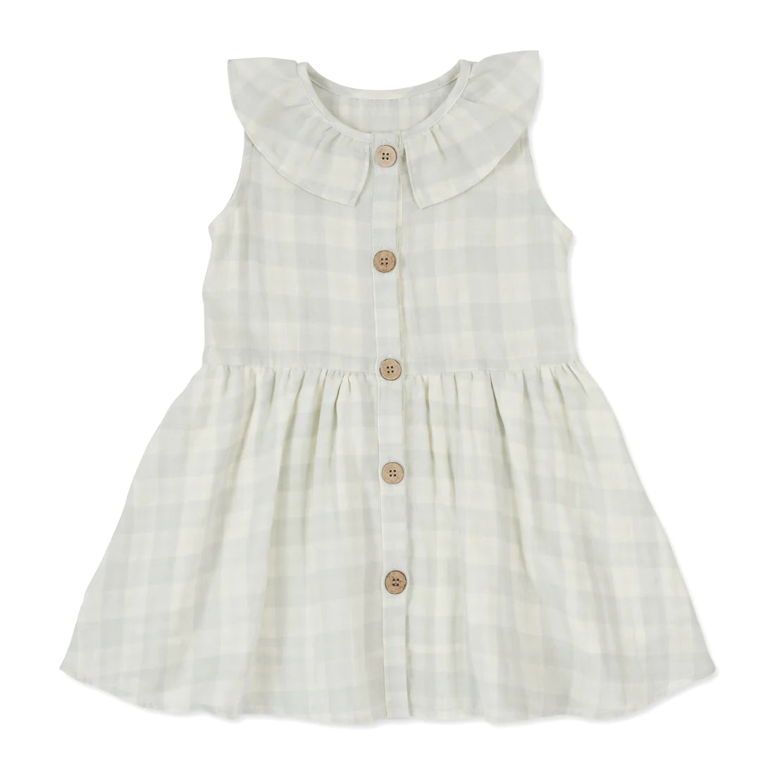 Baby Girl Sage Gingham Button Dress