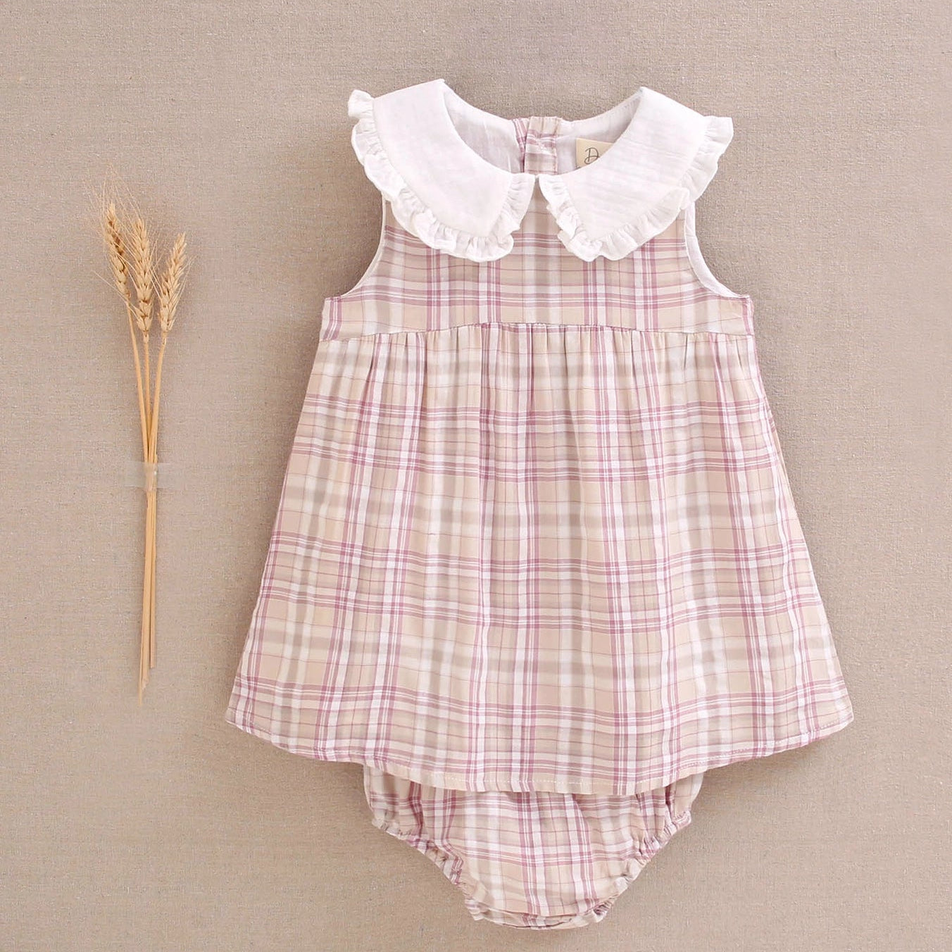 Baby Girl Checkered Dress with Matching Bloomers