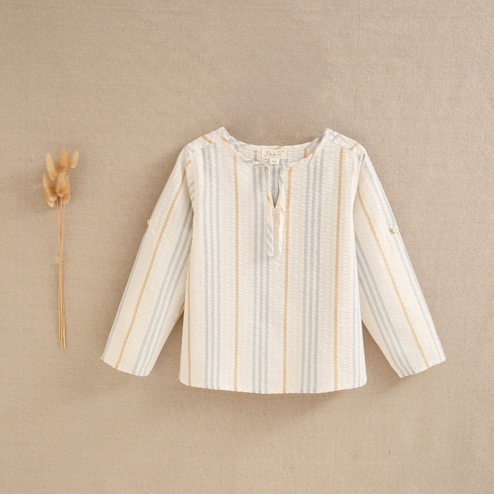 Boy's shirt with blue stripes and camel