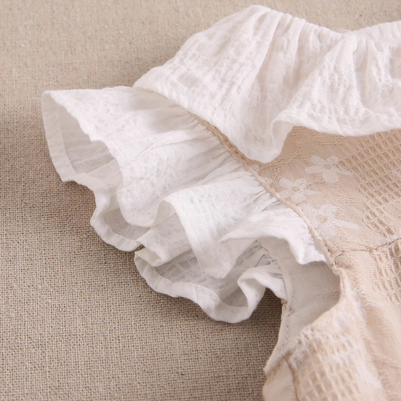 Beige Baby Dress with White Stars