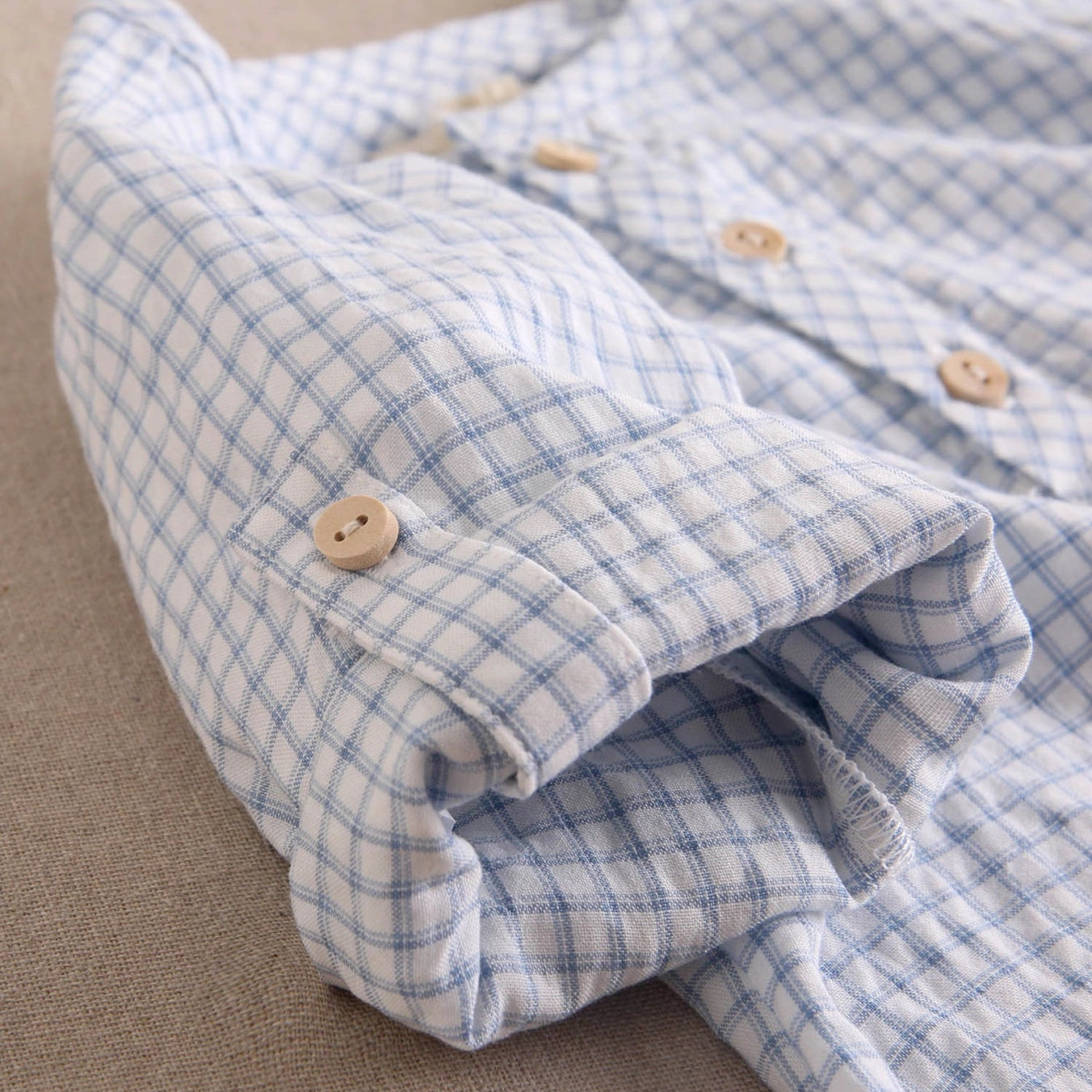 Baby Boy Set Light Blue Gingham Shirt and Shorts