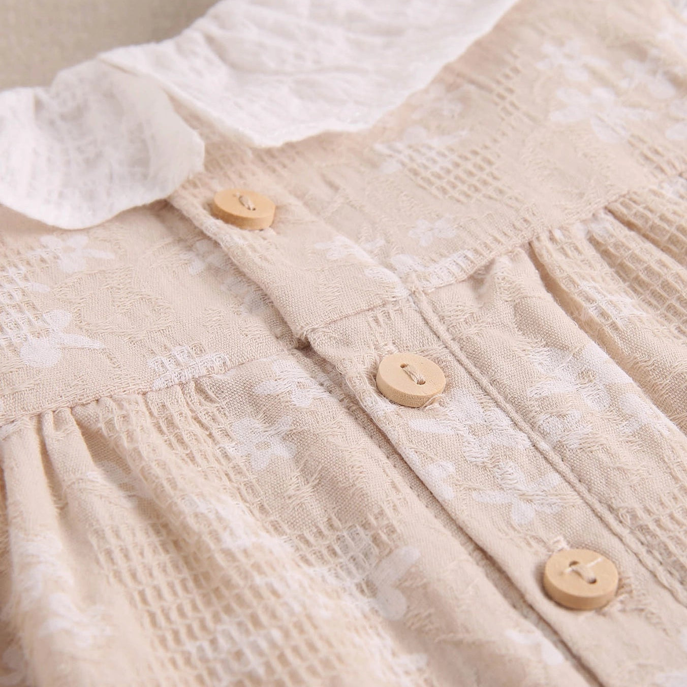 Beige Baby Dress with White Stars