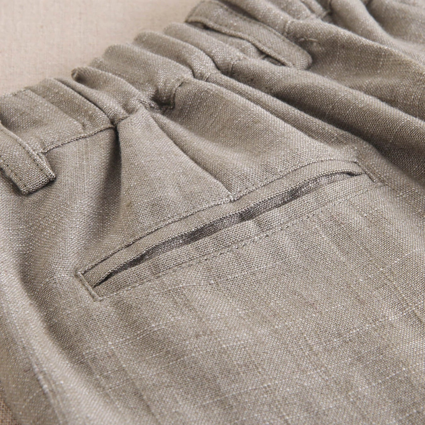 Boy's Linen Bermuda Shorts in Olive Green