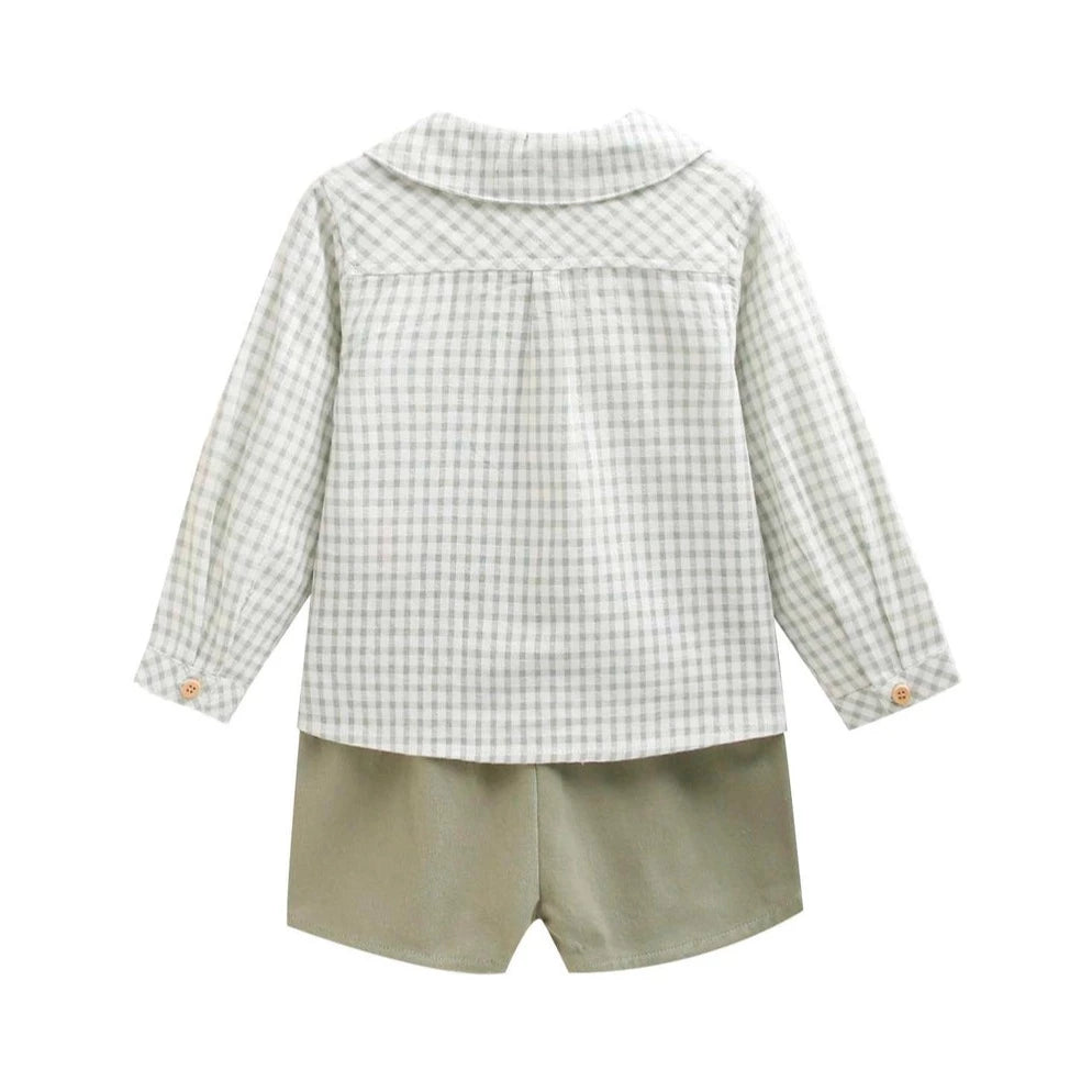 Plaid Shirt and Shorts Set