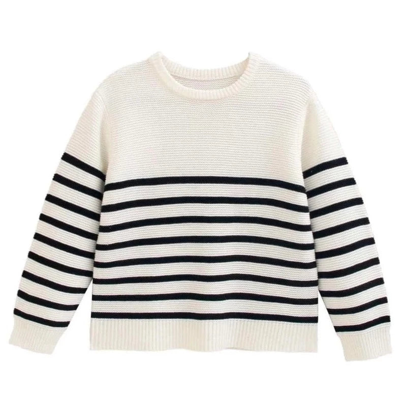 White Striped Black Sweater