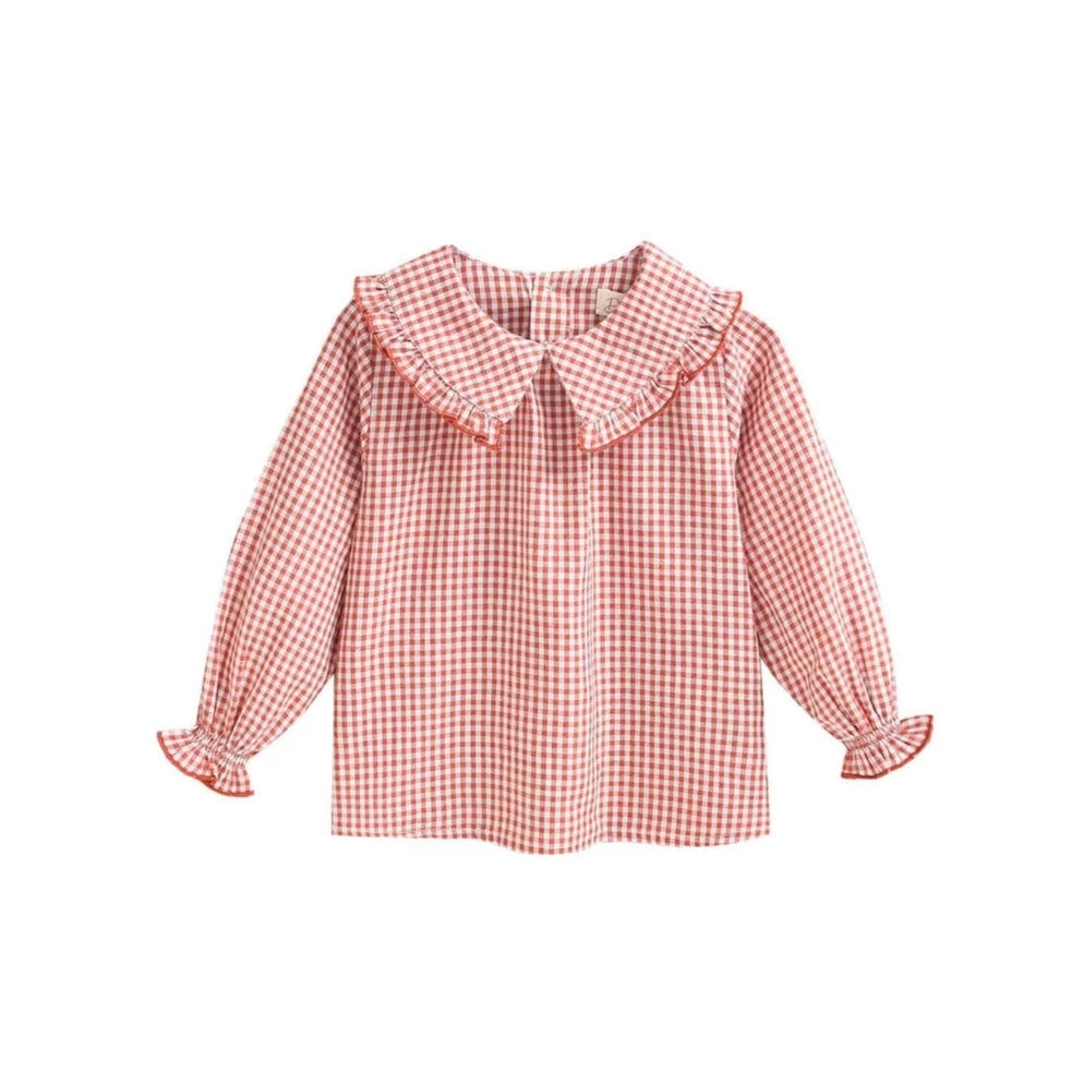 Baby Girl's Blouse in Vichy Caldera and White Plaid