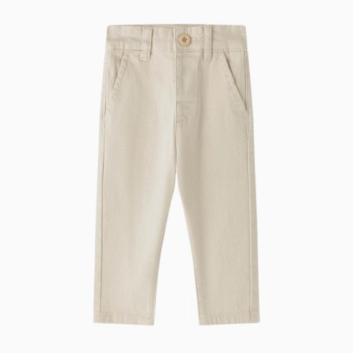 Cream Denim Long Trousers For Baby Boy