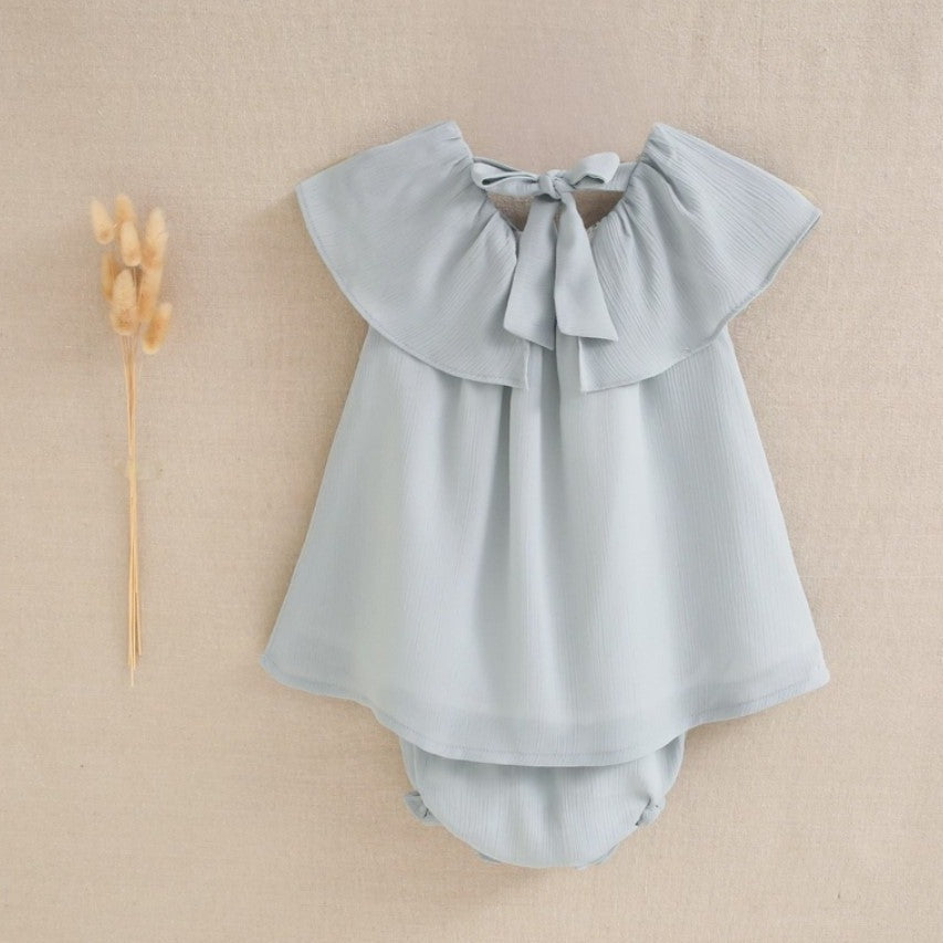 Baby Girl Dress with Briefs in Aquamarine