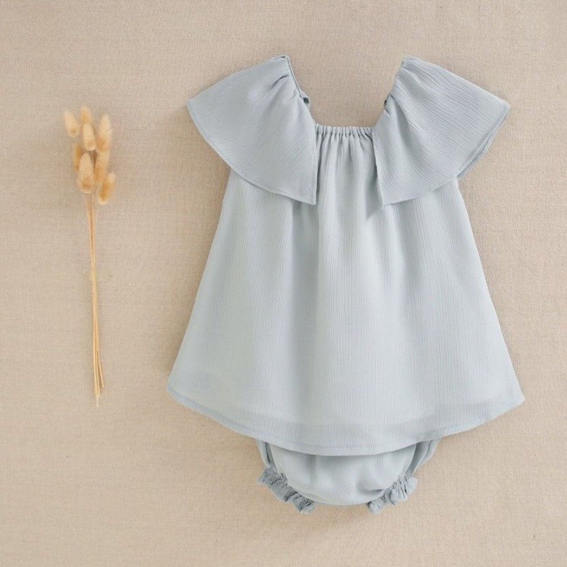 Baby Girl Dress with Briefs in Aquamarine