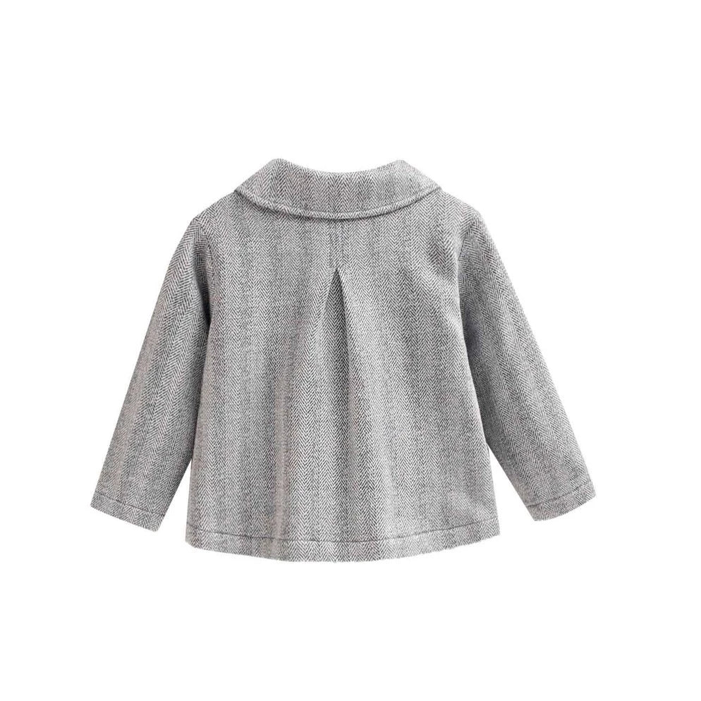 Grey Herringbone Print Boy's Baby Coat