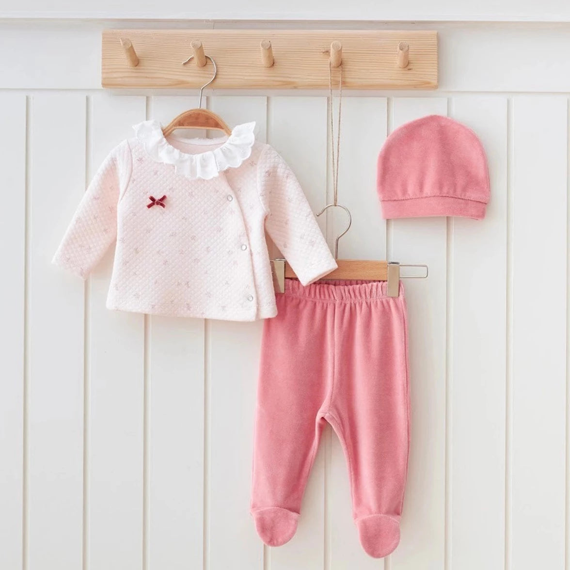 Cotton Baby Girl Footed Set