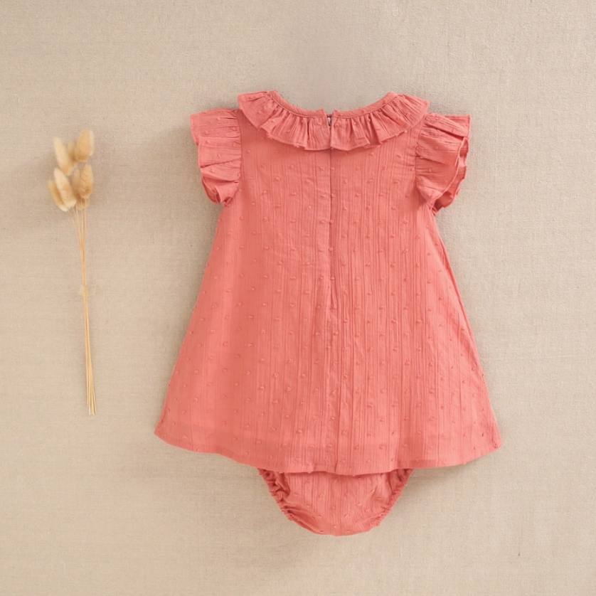 Baby Girl's Dress with Panties in Coral