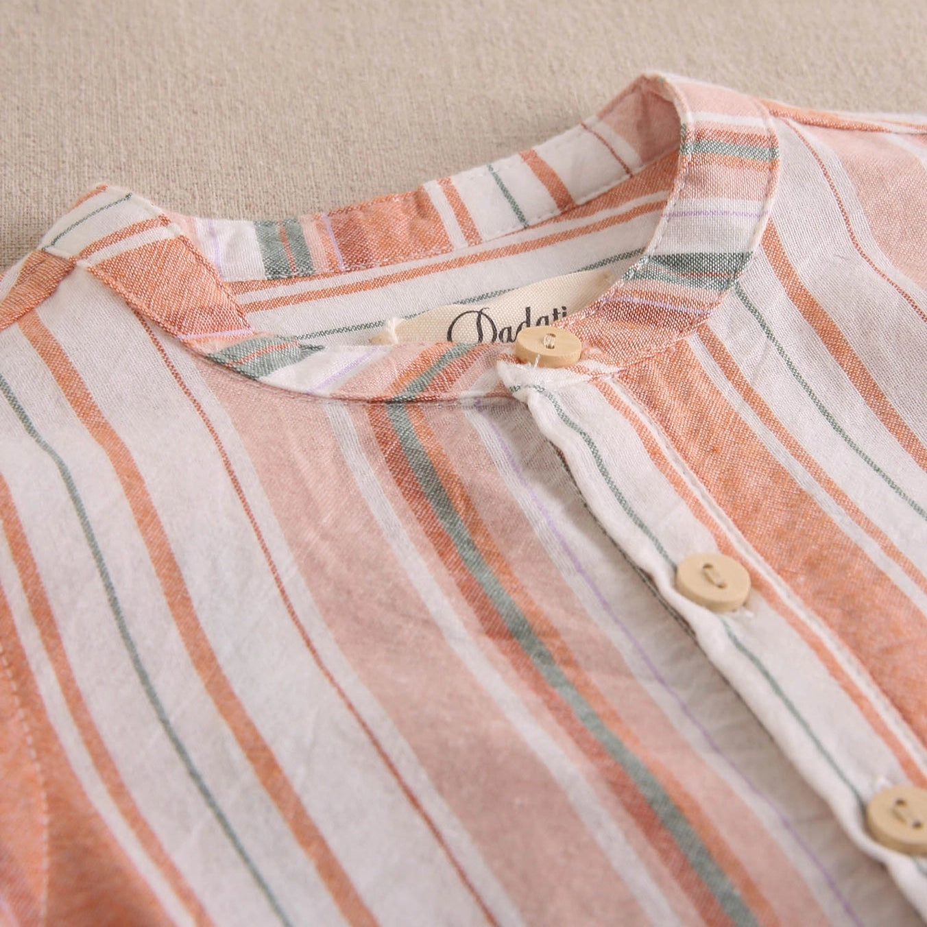 Boy's Mixed Stripe Shirt with Mandarin Collar