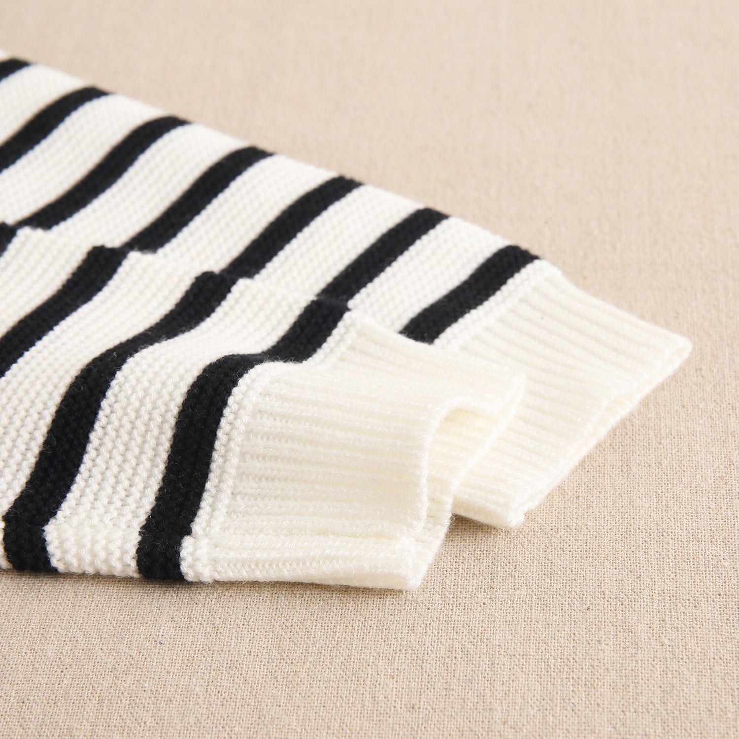 White Striped Black Sweater
