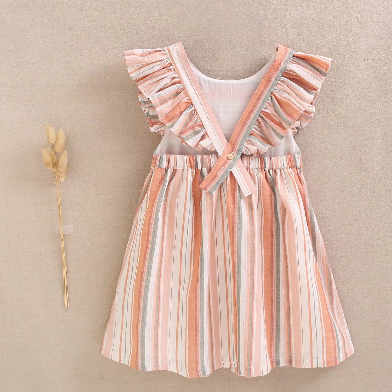 Girl's Dress with Mixed Stripes and Cross Back
