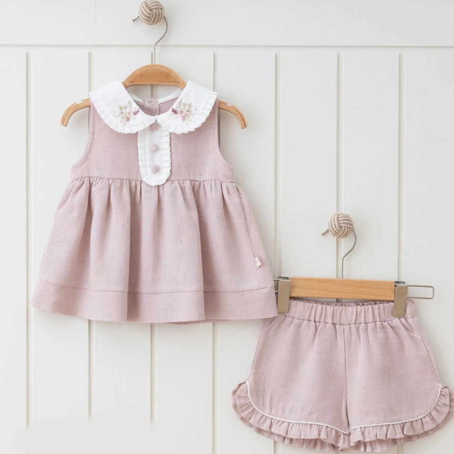 Linen Two Piece Set in Pink