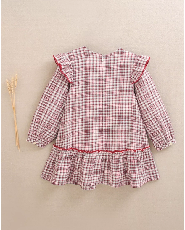 Girl's Checkered Dress with Bow Detail