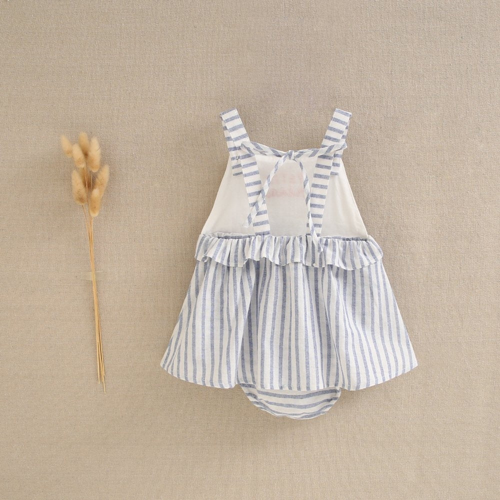 Baby Girl White and Blue Stripe Dress and Pants