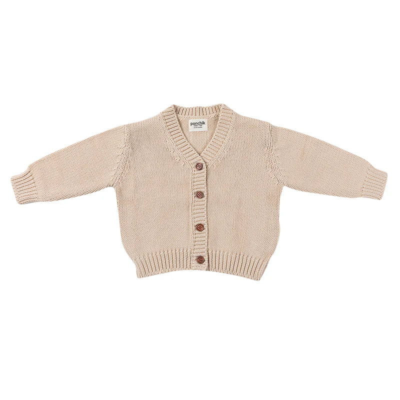 Bubble Knit Collar Cardigan - Shortbread