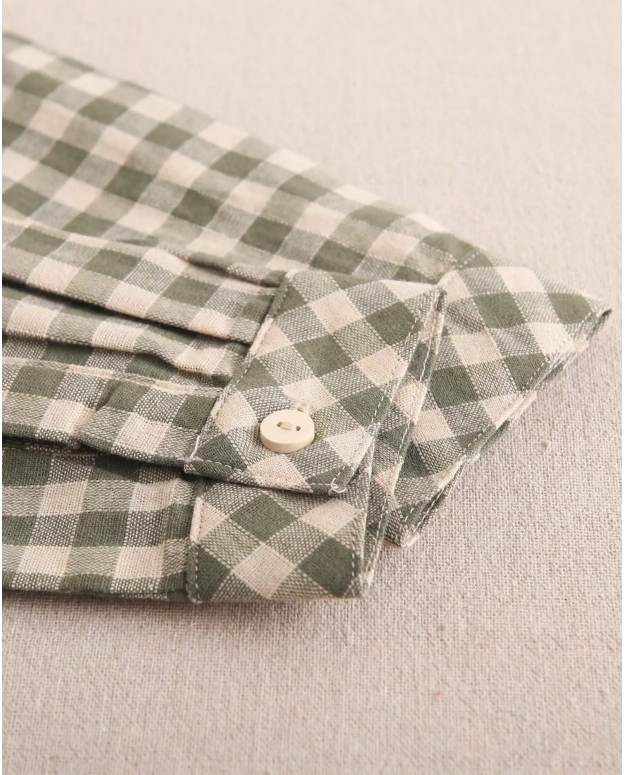 Baby Boy Green and Cream Checkered Shirt