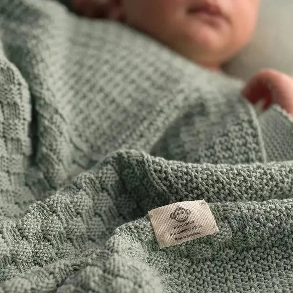 Square Sage Baby Blanket