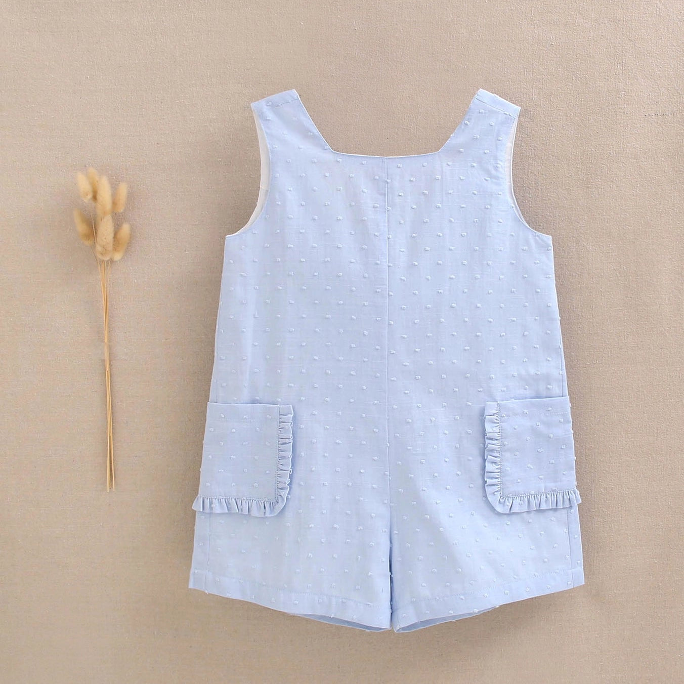 Blue Plumeti Girl's Romper with Maxi Bow