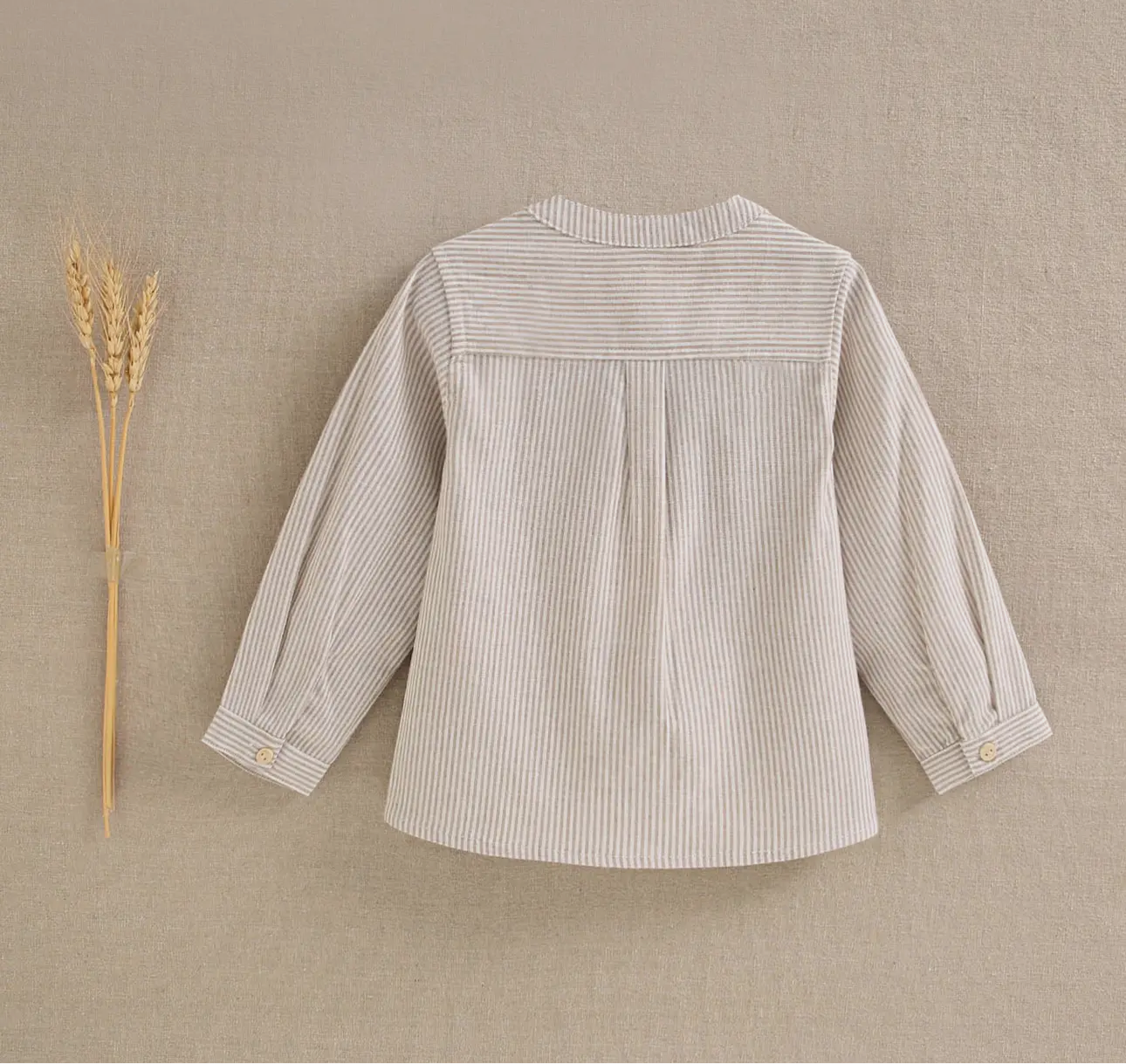 Beige grandfather stripe shirt