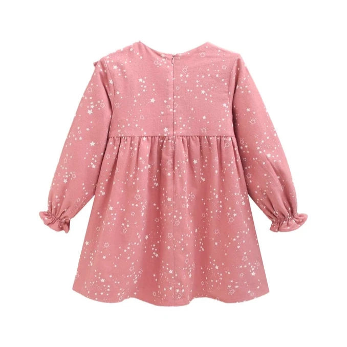 Pink Star Baby Girl's Dress with Ruffle and Bow