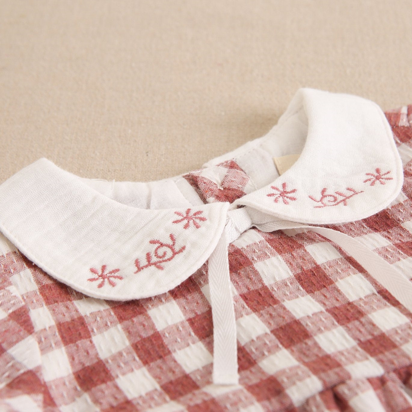Rose Check Dress with Collar