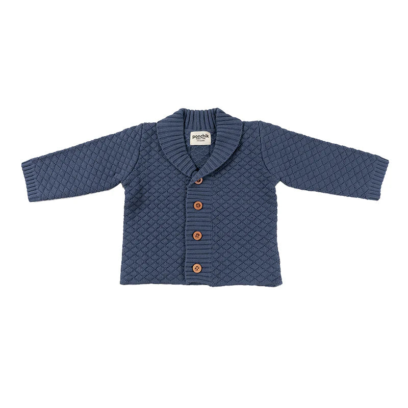 Bubble Knit Collar Cardigan - Slate