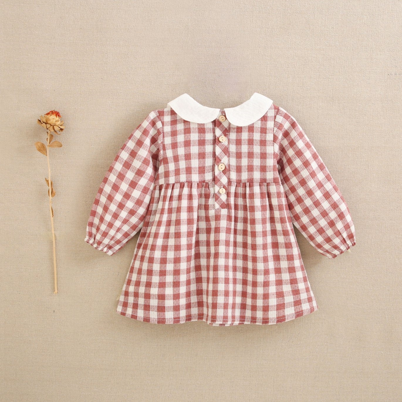 Rose Check Dress with Collar