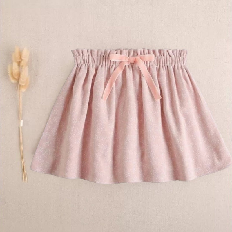 Girl's Skirt in Pink Fabric with Twig Print