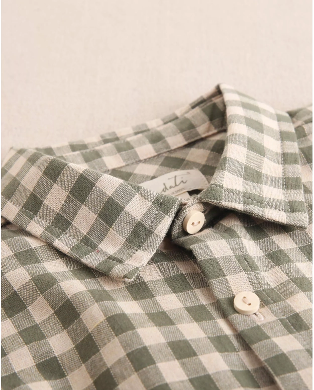 Baby Boy Green and Cream Checkered Shirt