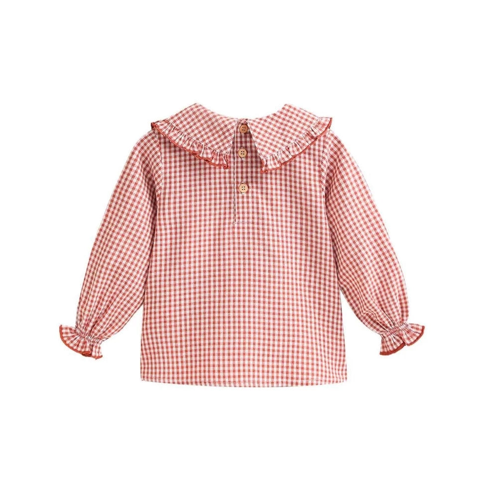 Baby Girl's Blouse in Vichy Caldera and White Plaid