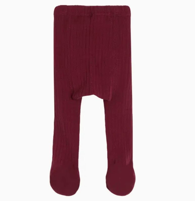 Baby Ribbed Tights in Maroon