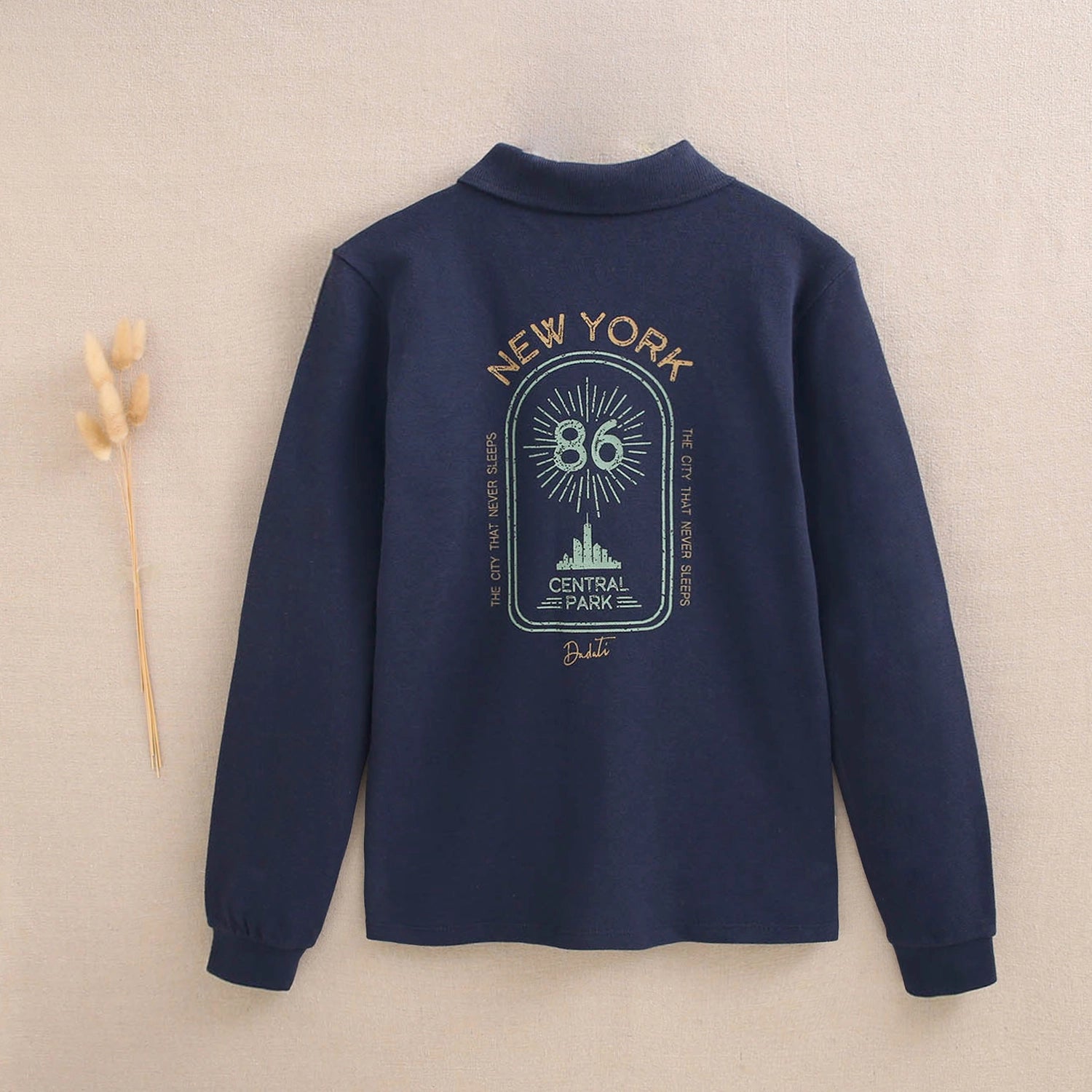 Boy's Blue Polo Shirt with Long Sleeves