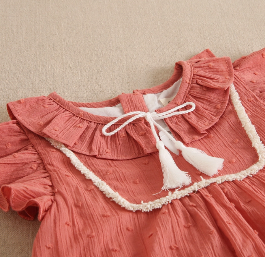 Baby Girl's Dress with Panties in Coral