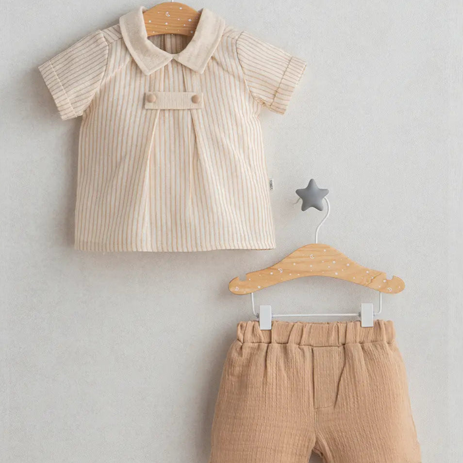 Baby Outfit Natural Muslin Top & Shorts