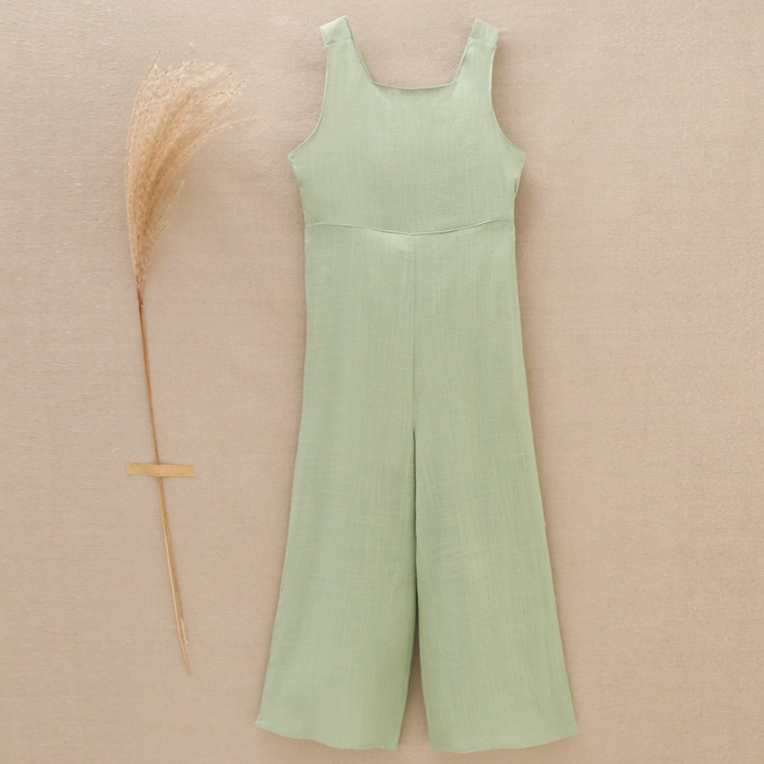 Girls Green Jumpsuit with Back Detail