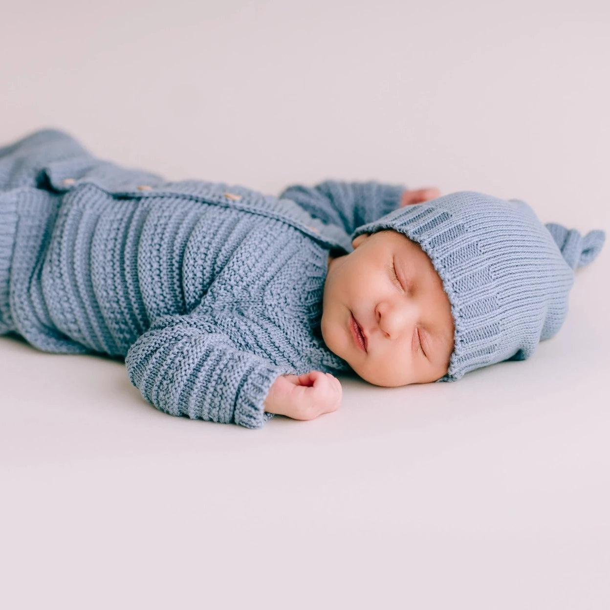 Blue Knitted Knot Hat