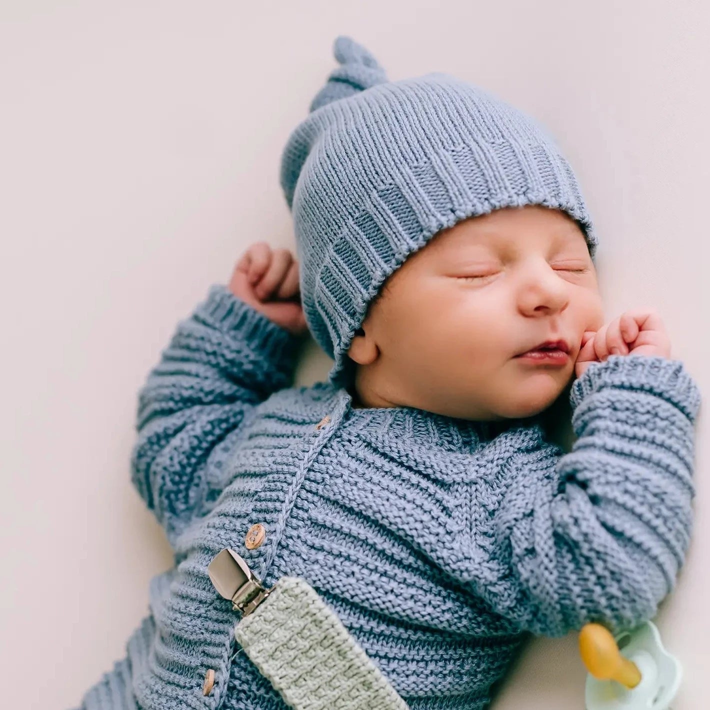 Blue Knitted Knot Hat