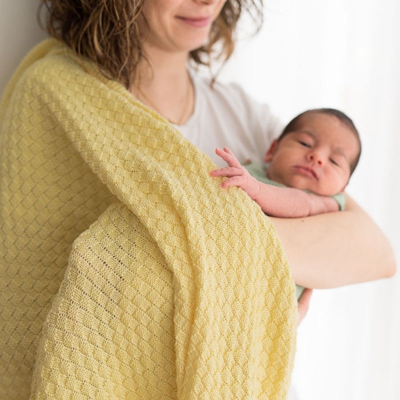Square baby blanket soft yellow