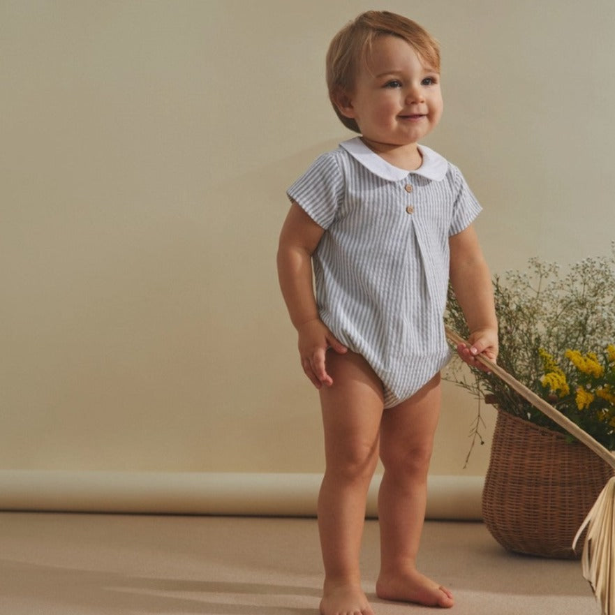 Baby Grey Striped Romper